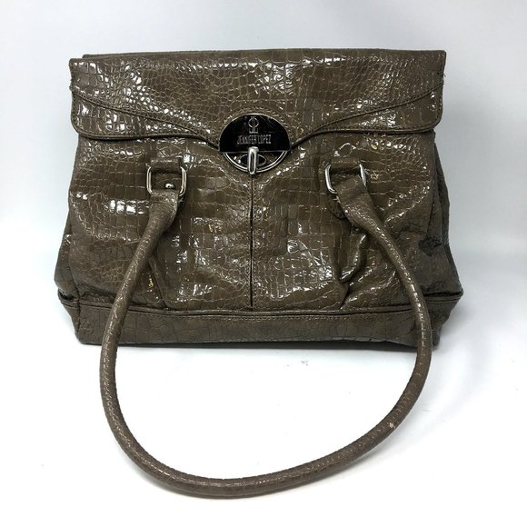 Jennifer Lopez Snake Reptile Embossed Tote Handbag - Picture 1 of 7